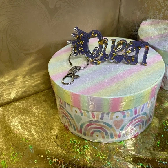 Queen Key Chain / Purse Charm Purse / Gold Sparkle - Picture 5 of 8